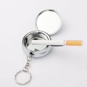 Custom Printing Portable Metal Ashtray Keychain with Cigarette Holder