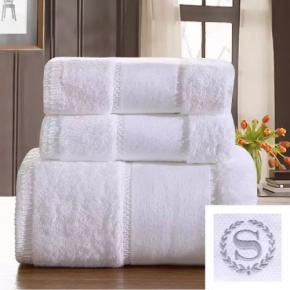 Customized Embroidered Logo White towels sets for Spa 100% Cotton Terry Luxury Bath towel Hotel Towels