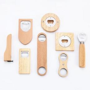 Portable Simple Outdoor Stainless Steel Blank Beer Wooden Keyholder Opener Wood Bottle Opener