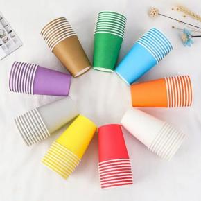 Solid color disposable paper cups paper tableware wholesale 9 oz with customized logo