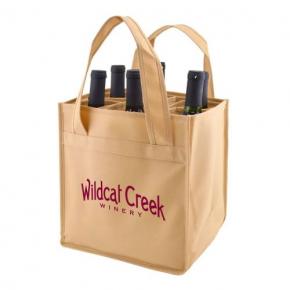 Customized Design Standard Size 6 Bottle Non Woven Wine Tote Bag