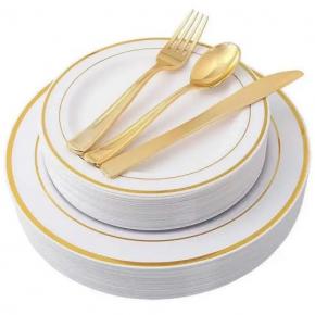 Top Selling Wedding Birthday Party Supplies Knife Fork Spoon Cutlery Set Disposable Cup Plate Tableware Dinnerware Set