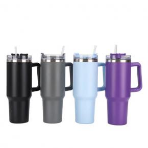 40oz Tumbler with Handle and Straw Lid Coffee Insulated Cup Reusable Stainless Steel Water Bottle 